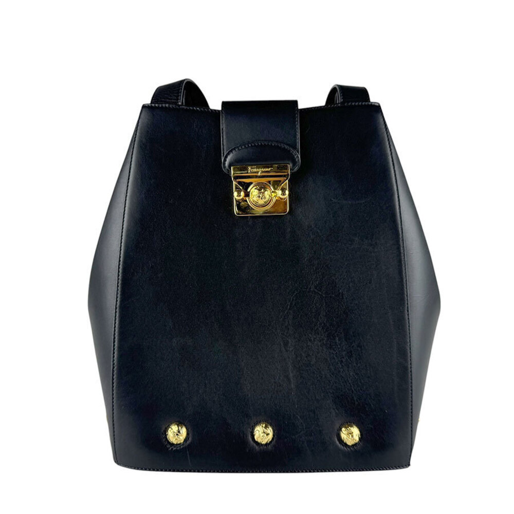 Salvatore Ferragamo shoulder bag leather black gold